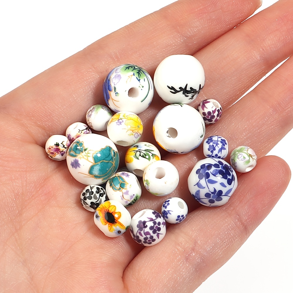 20/30pcs Fresh Natural Minimalist Style Printed Ceramic Beads